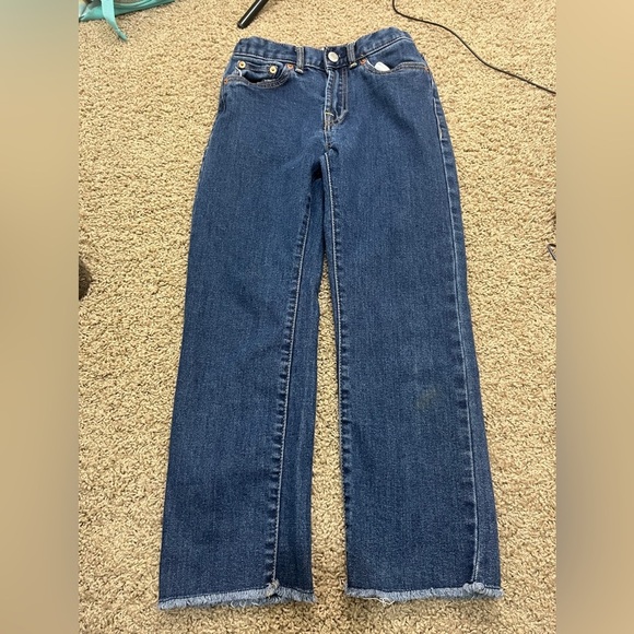 Girls Levi’s High Rise Straight Ankle Jeans, sz 10 kids Raw Hem Adjustable Waist - Picture 3 of 10